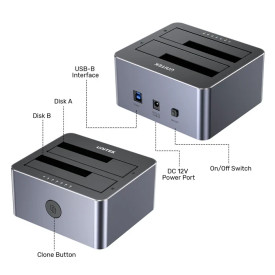 Докинг станция Unitek Storage - HDD Dock - 2 BAY - Y-3026GY01-EU