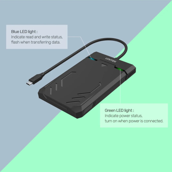 Външна кутия за диск Unitek Storage Case - DiskGuard Raiden 2.5 inch USB-C - Y-3036A