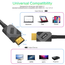 HDMI кабел VCom HDMI v2.1 M / M 2.0m - 8K Dolby Vision HDR, Black/Grey - CG805-2.0m