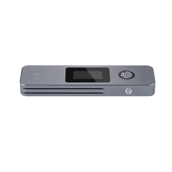 Външна кутия за диск VCom Storage - Case - M.2 NVMe/SATA M/B key - USB-C/A Gen.2 10Gbps, Fingerprint Encryption - CU855SN-F