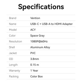 Адаптер Vention USB-C/A to HDMI F - ACYHB