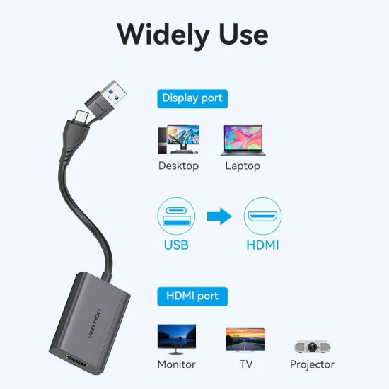 Адаптер Vention USB-C/A to HDMI F - ACYHB