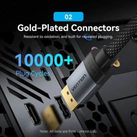 DisplayPort кабел Vention Cable - Display Port v2.1 DP M / M Black 16K@60Hz, 1M - HGBHF