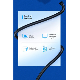 Display Port кабел Vention DisplayPort към HDMI 1.5m - 4K, Gold Plated - HAGBG