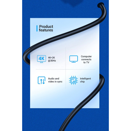 Display Port кабел Vention DisplayPort към HDMI 1.5m - 4K, Gold Plated - HAGBG