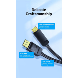 Display Port кабел Vention DisplayPort към HDMI 1.5m - 4K, Gold Plated - HAGBG