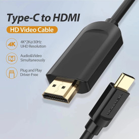 HDMI кабел Vention Cable Type-C to HDMI - 1.5m 4K Black - CGUBG