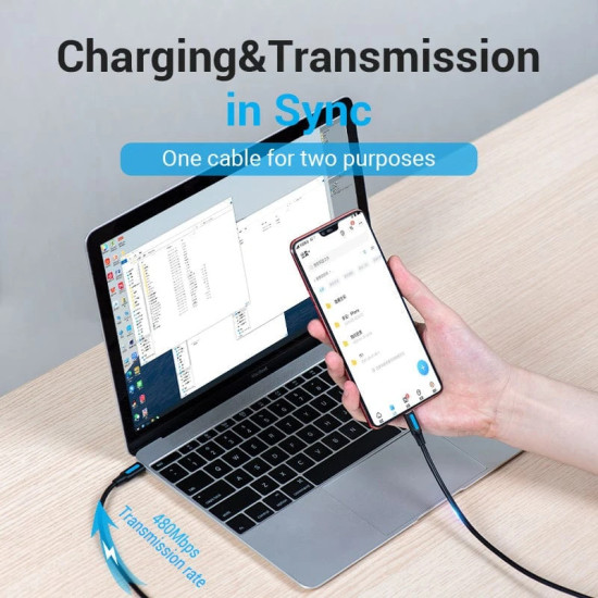 USB кабел Vention USB 2.0 C M / Micro-B USB M - COVBD