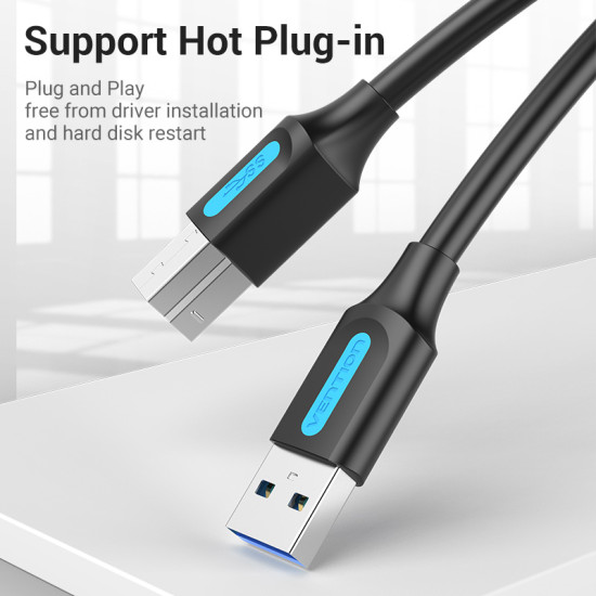 Vention Кабел USB 3.0 AM / BM - 1.5M Black - COOBG