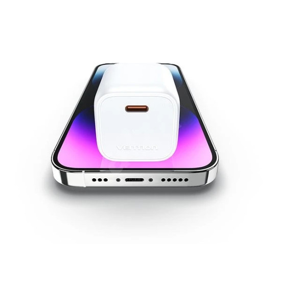 Зарядно Vention Charger Wall GaN - USB Type-C 30W White - FAKW0-EU