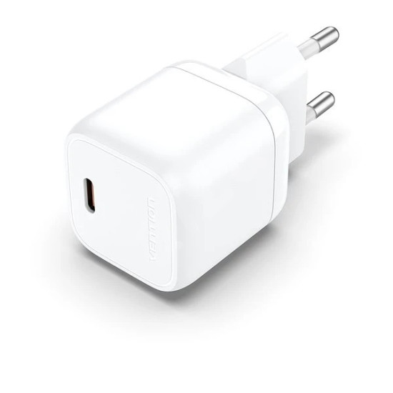 Зарядно Vention Charger Wall GaN - USB Type-C 30W White - FAKW0-EU