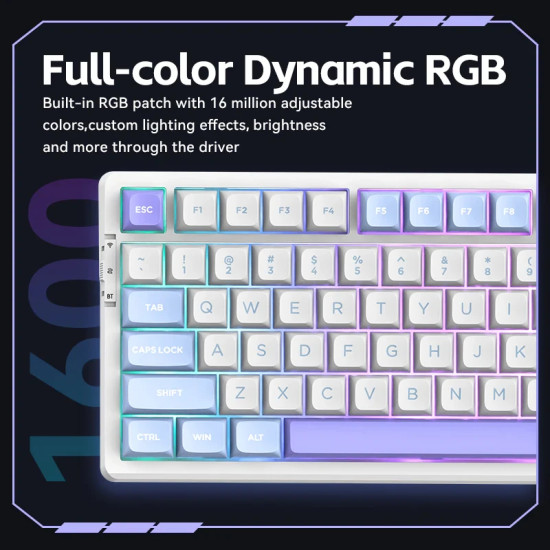 Безжична клавиатура VGN Wireless Gaming Mechanical Keyboard - V98 PRO V2 Black Currant - Kailh Vaporwave Switches, RGB