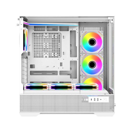 Кутия за компютър Xigmatek Case EATX - Vision Arctic - 7 ARGB Fans, LCD Display Panel, Smart Fan Control
