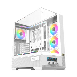Кутия за компютър Xigmatek Case EATX - Vision Arctic - 7 ARGB Fans, LCD Display Panel, Smart Fan Control