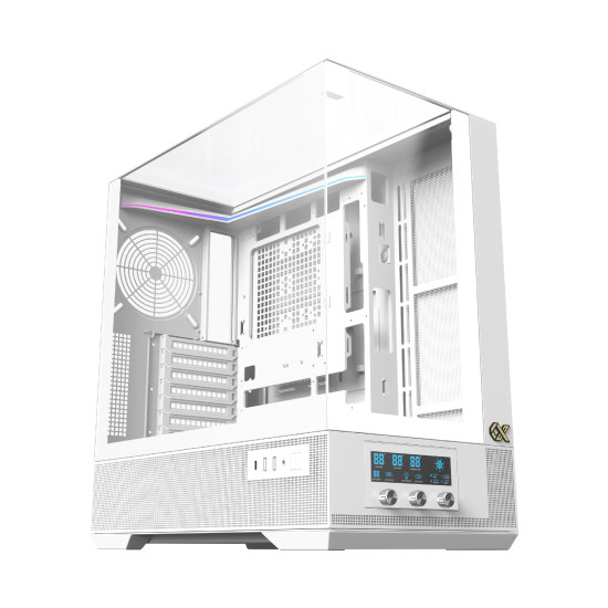Кутия за компютър Xigmatek Case EATX - Vision Arctic - 7 ARGB Fans, LCD Display Panel, Smart Fan Control