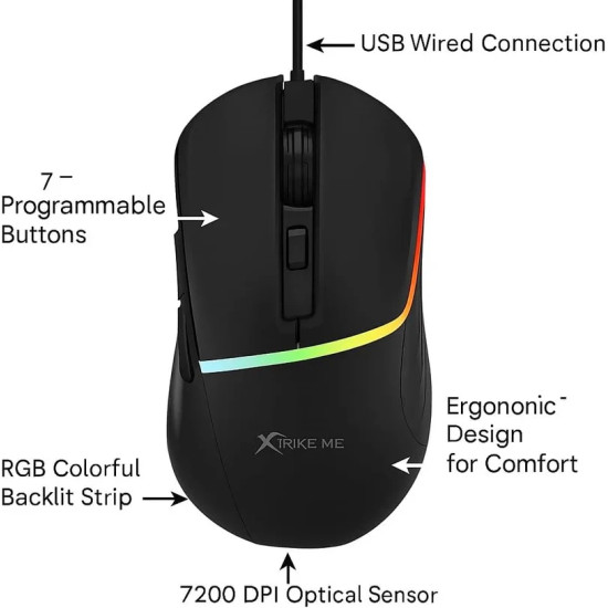 Мишка Xtrike ME Gaming Mouse GM-322 Black - 7200dpi