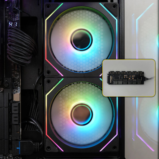 Кутия за компютър Zalman Case ATX - Chronix BLACK V2 - 3 x 120 mm A-RGB, USB-C, Tempered Glass