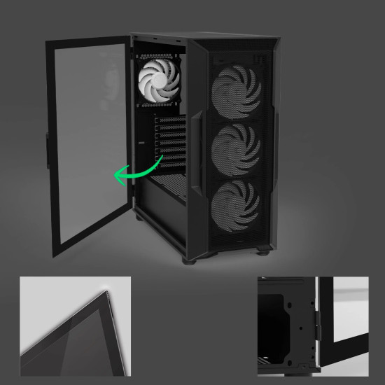 Кутия за компютър Zalman Case ATX - I3 NEO V2 Black - RGB, Mesh