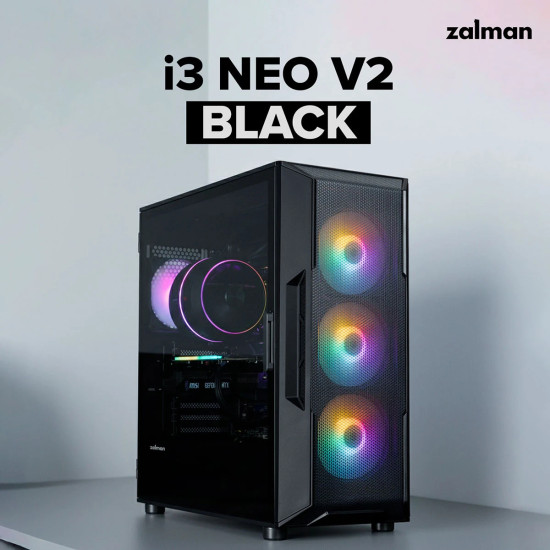Кутия за компютър Zalman Case ATX - I3 NEO V2 Black - RGB, Mesh