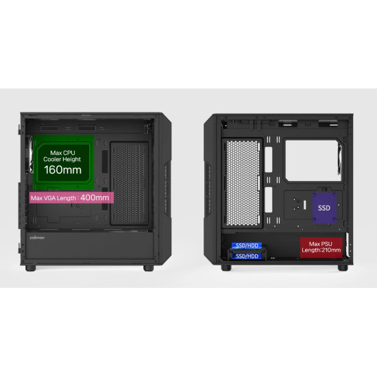 Кутия за компютър Zalman Case ATX - I3 NEO V2 Black - RGB, Mesh