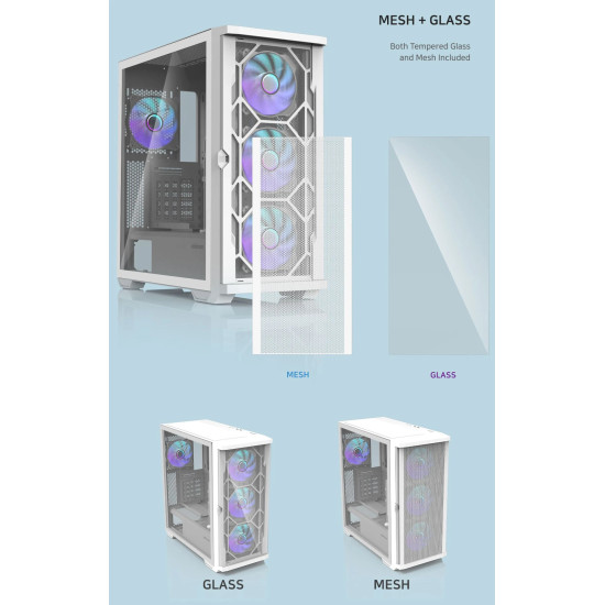 Кутия за компютър Zalman Case EATX - Z10 DUO White - Mesh/Tempered Glass