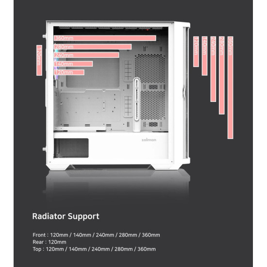 Кутия за компютър Zalman Case EATX - Z10 DUO White - Mesh/Tempered Glass