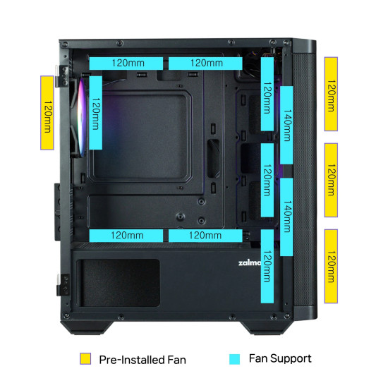 Кутия за компютър Zalman Case mATX - M4 Black - Addressable RGB, Tempered Glass, 4 fans included