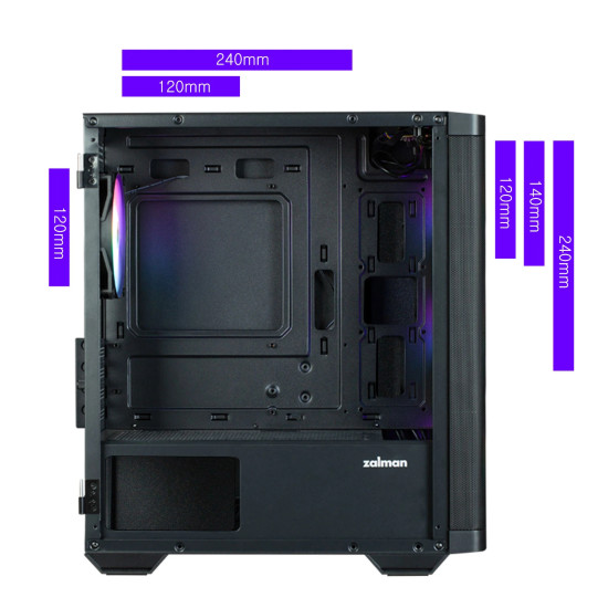 Кутия за компютър Zalman Case mATX - M4 Black - Addressable RGB, Tempered Glass, 4 fans included