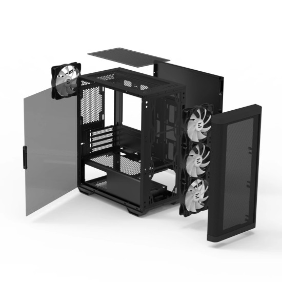 Кутия за компютър Zalman Case mATX - M4 Black - Addressable RGB, Tempered Glass, 4 fans included