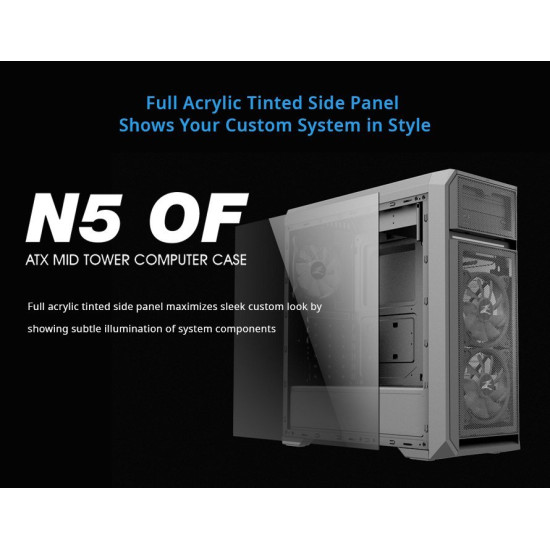 Кутия за компютър Zalman Case ATX - N5 OF - 3 x 120mm White LED