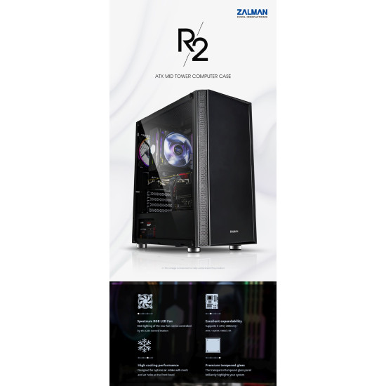 Кутия за компютър Zalman Case ATX - R2 BLACK