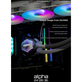 Водно охлаждане Zalman Water Cooling ALPHA 36 WHITE - Addressable RGB - LGA1700/AM5