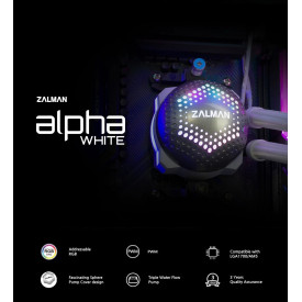 Водно охлаждане Zalman Water Cooling ALPHA 36 WHITE - Addressable RGB - LGA1700/AM5