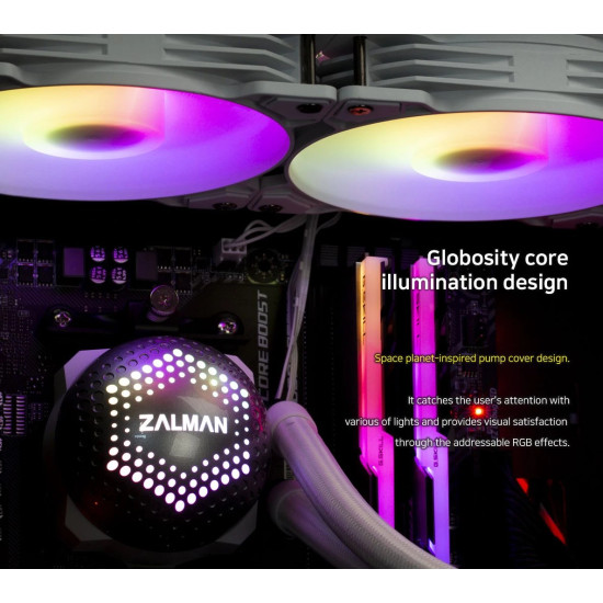Водно охлаждане Zalman Water Cooling ALPHA 36 WHITE - Addressable RGB - LGA1700/AM5
