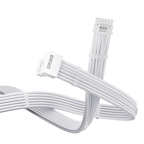 Модулен кабел 1stPlayer Custom Sleeved Modding Cable White - PCIe 5.0 12VHPWR M/M - FM2-B-WH