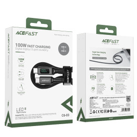 USB кабел Acefast USB-C to USB-C Cable 100W 2m with digital display - C6-03 - Black