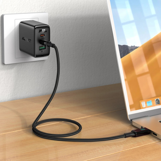 USB кабел Acefast USB-C to USB-C Cable 100W 2m with digital display - C6-03 - Black