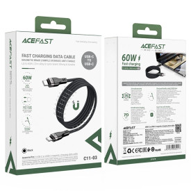 USB кабел Acefast USB-C to USB-C Cable 60W MAGNETIC 1.2m - C11-03 - Black
