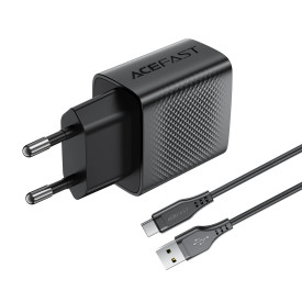 Зарядно Acefast Charger Wall GaN Quick Charge 18W - A90 with 1.2m cable - USB-A x 1, Black