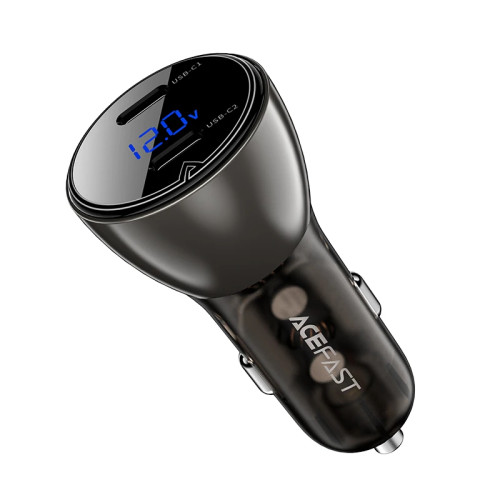 Зарядно за кола Acefast Fast Charger Car PD3.0 60W - B10 - USB-C x 2, Metal, Black