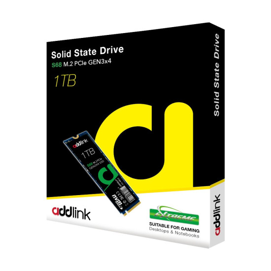 Вътрешен SSD диск Addlink S68 1TB - M.2 2280 PCI Express 3D Nand 2000/1200 MB/s