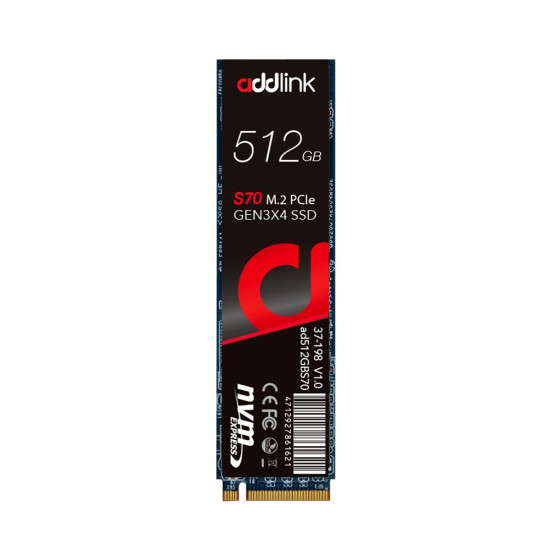 Вътрешен SSD диск Addlink S70 512GB - M.2 2280 PCI Express 3D Nand 3400/2000 MB/s
