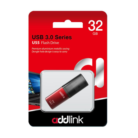 Флаш памет Addlink U55 32GB USB 3.0 Aluminium Red - ad32GBU55R3