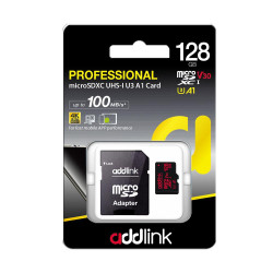Карта памет Addlink microSDXC 128GB Professional Class 10+ UHS-1 V30 U3 Adapter - ad128GBMSXU3A