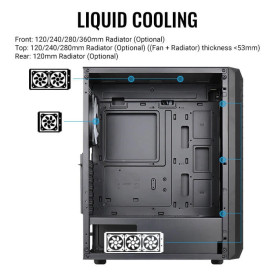 Кутия за компютър AeroCool Case ATX - Beam-G-BK-v2 - 4 fans included