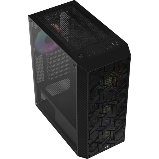 Кутия за компютър AeroCool Case Hive v2 - Mesh panel, FRGB, Tempered Glass, 4 Fans - ACCM-PV27043.11
