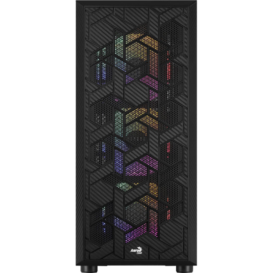 Кутия за компютър AeroCool Case Hive v2 - Mesh panel, FRGB, Tempered Glass, 4 Fans - ACCM-PV27043.11