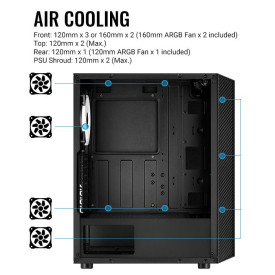 Кутия за компютър AeroCool Case Hive v2 - Mesh panel, FRGB, Tempered Glass, 4 Fans - ACCM-PV27043.11