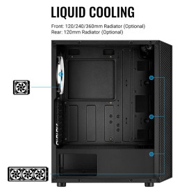Кутия за компютър AeroCool Case Hive v2 - Mesh panel, FRGB, Tempered Glass, 4 Fans - ACCM-PV27043.11