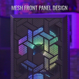 Кутия за компютър AeroCool Case Hive v2 - Mesh panel, FRGB, Tempered Glass, 4 Fans - ACCM-PV27043.11
